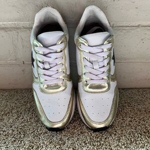 Pink Lily Gold and White Sneakers